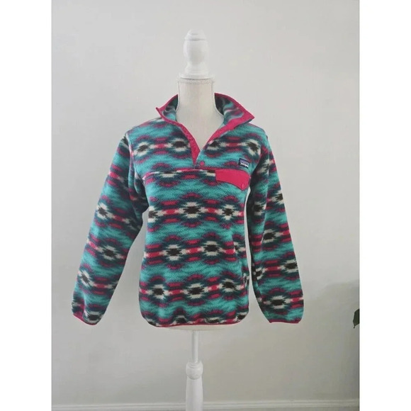 Patagonia Synchilla Wild Desert Aztec Western Pullover Fleece Jacket Sweater XS - Picture 4 of 14